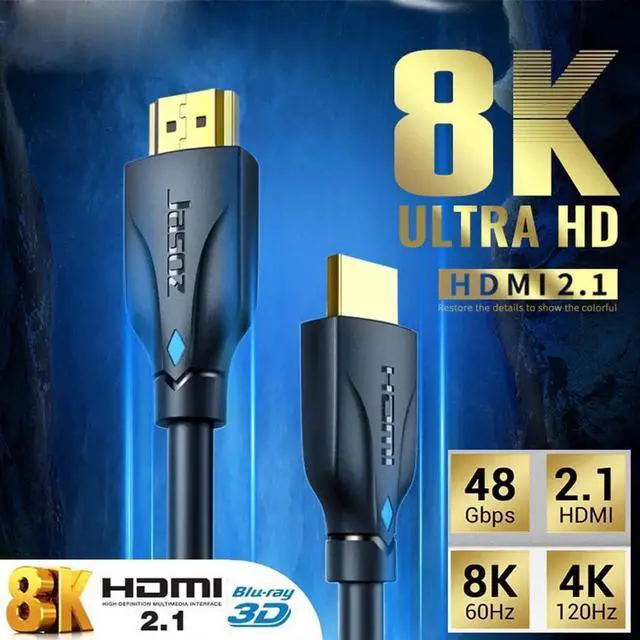 Alt view image 6 of 7 - 3FT/6FT/10FT/16FT/30FT4K120Hz HDMI2.1 Gaming Cable 48Gbps Ultra High Speed (8K@60Hz 7680x4320, 4K@120Hz) HDCP 2.2&2.3, eARC,HDR10, Dynamic HDR, Compatible with Roku TV/HDTV/PS5/Blu-ray - 6 ft.
