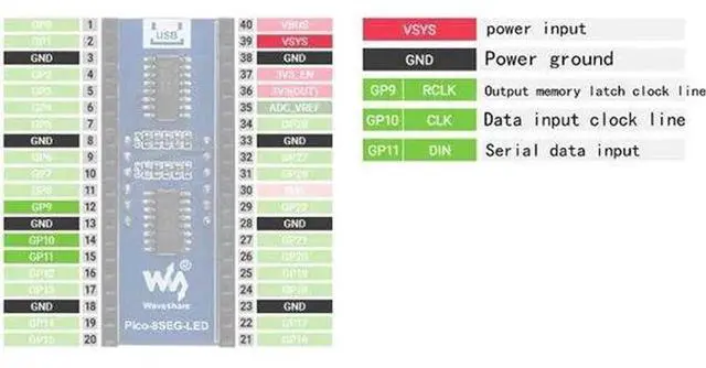 Alt view image 3 of 5 - Compatible with Raspberry Pi Pico 4-Digit 8-Segment Digital Tube Expansion Board