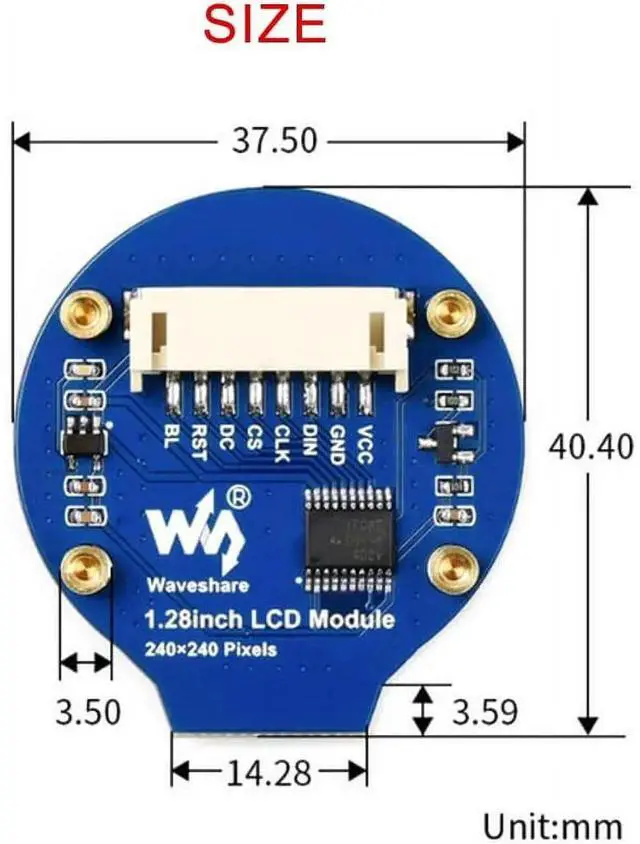 Alt view image 4 of 6 - 1.28 inch Circular Display LCD Screen Module 240×240 Pixels SPI Communication Compatible with Raspberry pi / Arduino and STM32