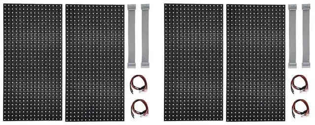 Main image of 4Pcs P10 Full Color Outdoor LED Module HUB75 SMD3535 32x16 Pixels LED Display Panel 320x160mm 1/4S Driver,4 x LED Display Unit Board 4 cord 4 x cable,Black