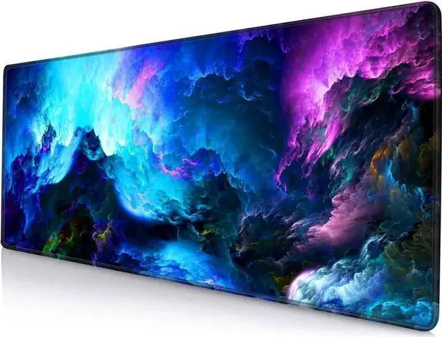 Main image of Gaming Mouse Pad, Large Mouse Pads for Desk, Non-Slip Rubber Base Mousepad, Keyboard Mouse Mat, Desk Pad with Stitched Edges, 31.5x11.8inch, Dazzling Galaxy