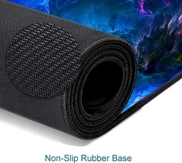 Alt view image 5 of 5 - Gaming Mouse Pad, Large Mouse Pads for Desk, Non-Slip Rubber Base Mousepad, Keyboard Mouse Mat, Desk Pad with Stitched Edges, 31.5x11.8inch, Dazzling Galaxy