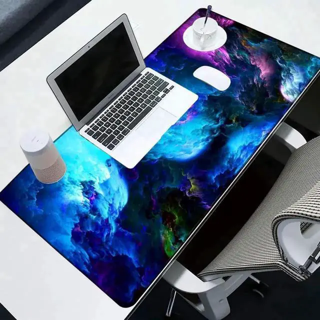 Alt view image 2 of 5 - Gaming Mouse Pad, Large Mouse Pads for Desk, Non-Slip Rubber Base Mousepad, Keyboard Mouse Mat, Desk Pad with Stitched Edges, 31.5x11.8inch, Dazzling Galaxy