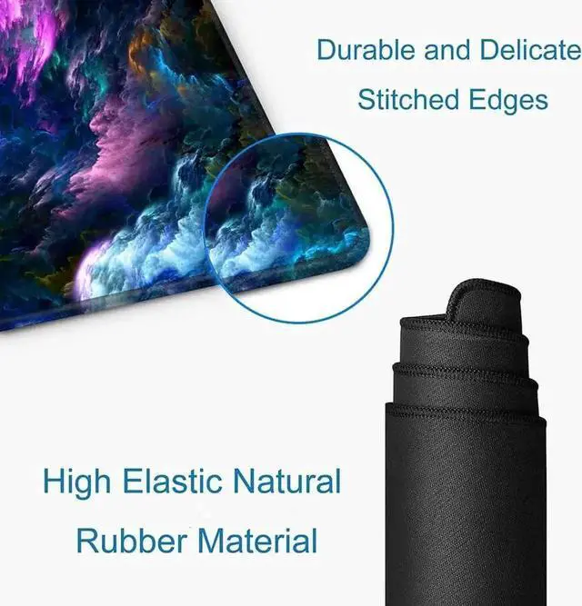 Alt view image 4 of 5 - Gaming Mouse Pad, Large Mouse Pads for Desk, Non-Slip Rubber Base Mousepad, Keyboard Mouse Mat, Desk Pad with Stitched Edges, 31.5x11.8inch, Dazzling Galaxy