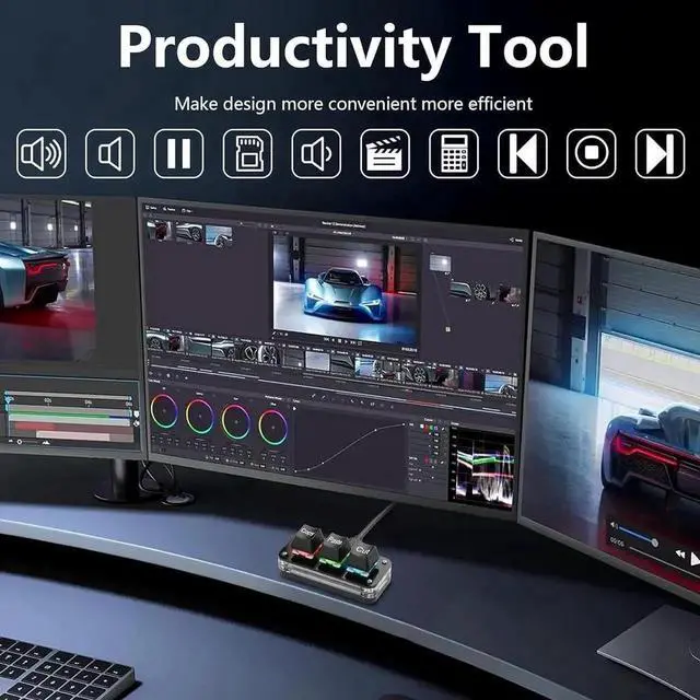 Alt view image 2 of 7 - GOLDENDISK Mini 3-Key Cut Copy Paste Keyboard Programmable Keypads with LED Light Mechanical Hot Swap Macro Keyboard for Working and Gaming