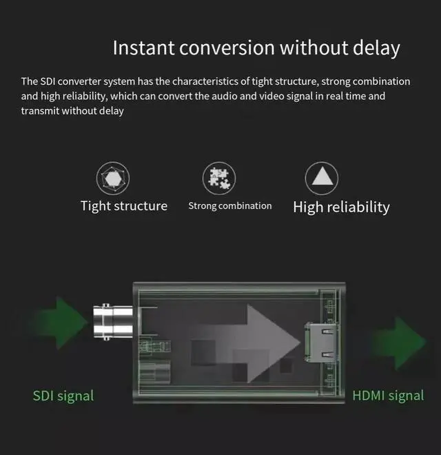 Alt view image 3 of 7 - UGREEN HDMI to SDI converter line computer audio and video 100 meters transmission 1080P/60Hz broadcast grade HD TV engineering grade signal to 3G/HD-SDI