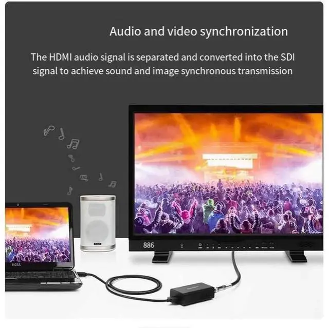 Alt view image 5 of 7 - UGREEN HDMI to SDI converter line computer audio and video 100 meters transmission 1080P/60Hz broadcast grade HD TV engineering grade signal to 3G/HD-SDI