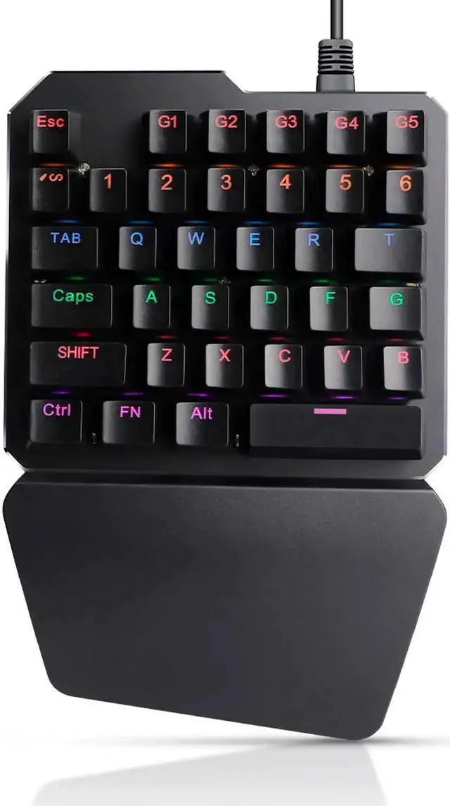 Main image of One Handed Mechanical Gaming Keyboard , Mechanical Portable RGB LED Backlit Game Keyboard with Keypad for LOL/PUBG/Wow/Dota/OW/Fps Game, Blue Switches, 35 Keys