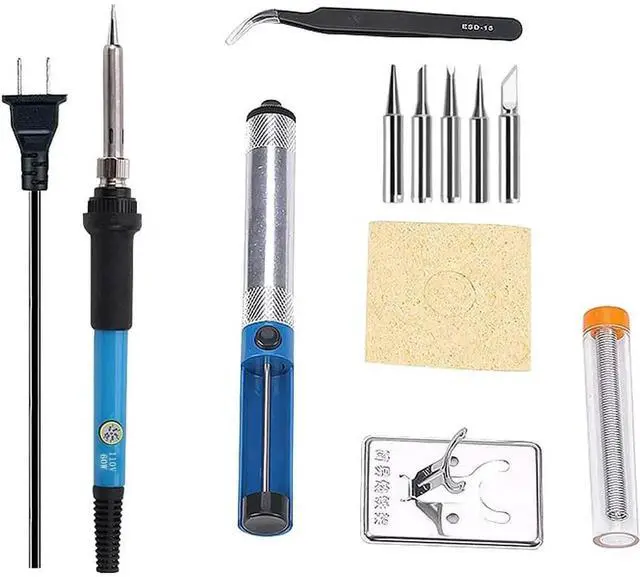 Main image of Soldering Iron Kit Electronics Full Set 60W 110V Soldering Welding Iron Kit with Adjustable Temperature controlled 5pcs Soldering Tips