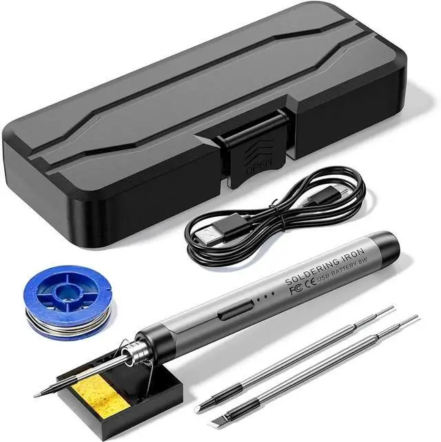 Main image of Mini Cordless Soldering Iron Kit Portable Soldering Iron 3 Temperature Adjustment Soldering Iron Tool Kit USB Rechargeable for DIY Electronic Equipment Soldering Projects