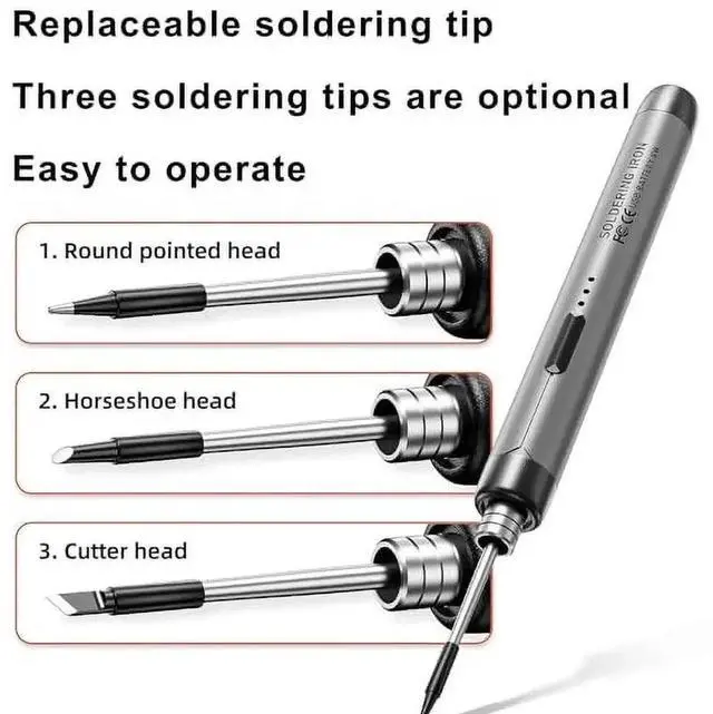 Alt view image 2 of 7 - Mini Cordless Soldering Iron Kit Portable Soldering Iron 3 Temperature Adjustment Soldering Iron Tool Kit USB Rechargeable for DIY Electronic Equipment Soldering Projects