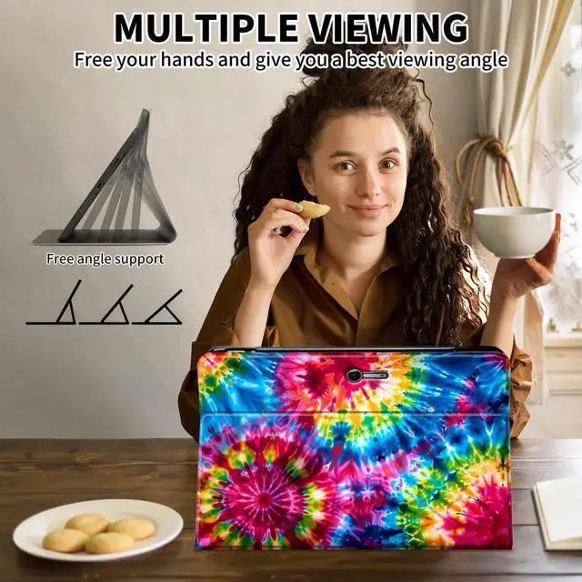 Alt view image 2 of 5 - ACWDMKH Case for Microsoft Surface Pro 7 Plus/7/6/5/4 12.3 Inch Tablet,Leather Folio Adjustable Stand for Surface Pro Case 12.3,Rainbow Color