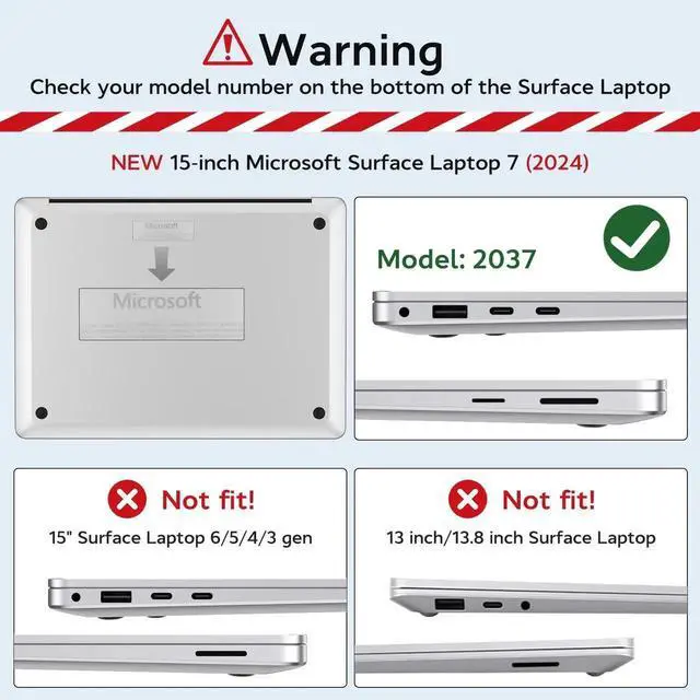 Alt view image 2 of 5 - B BELK Case for Microsoft Surface Laptop 15 inch Touchscreen Copilot+ PC 2024 (7th Edition) Model: 2037, Plastic Hard Shell Case + Keyboard Cover + Screen Protector for 15'' Microsoft Surface, Clear