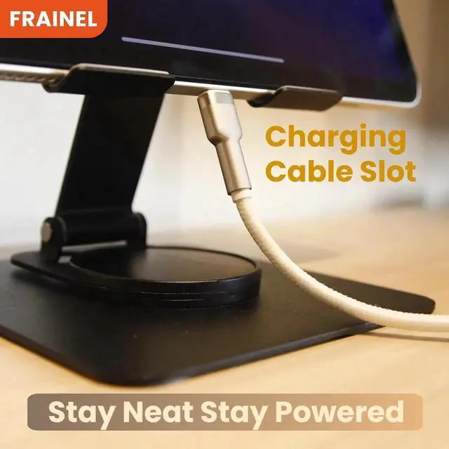 Alt view image 5 of 5 - FRAINEL 360° Rotating Adjustable iPad Stand Aluminum Alloy Tablet Holder with Anti-Slip Pads, Ventilated Back Panel, Infinite Angle Support Arm, Compatible with iPad, Kindle, Surface