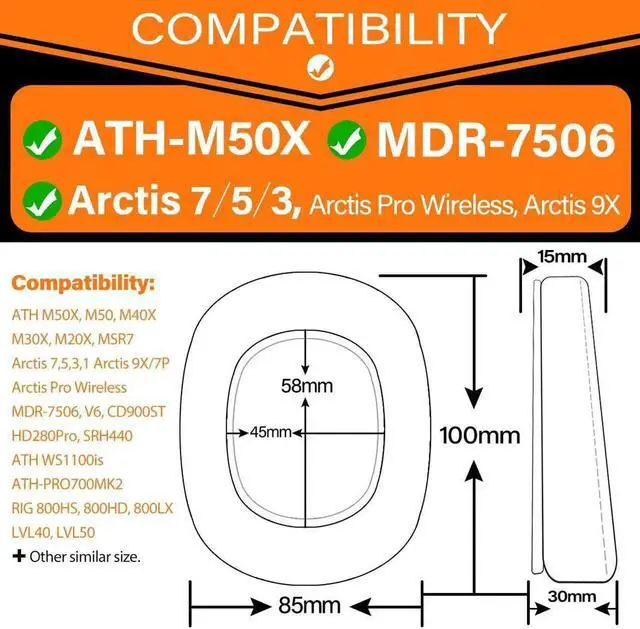 Alt view image 2 of 5 - TRANSTEK Sheepskin Thicker Cooling Gel Ear Cushion Earpads for Arctis Pro, Arctis 7/5/3/1, Arctis 9X, Arctis 7X, Arctis 7P, RIG 800 Series, ATH M50X, M40X, MDR-7506 V6 (Brown Fabric)