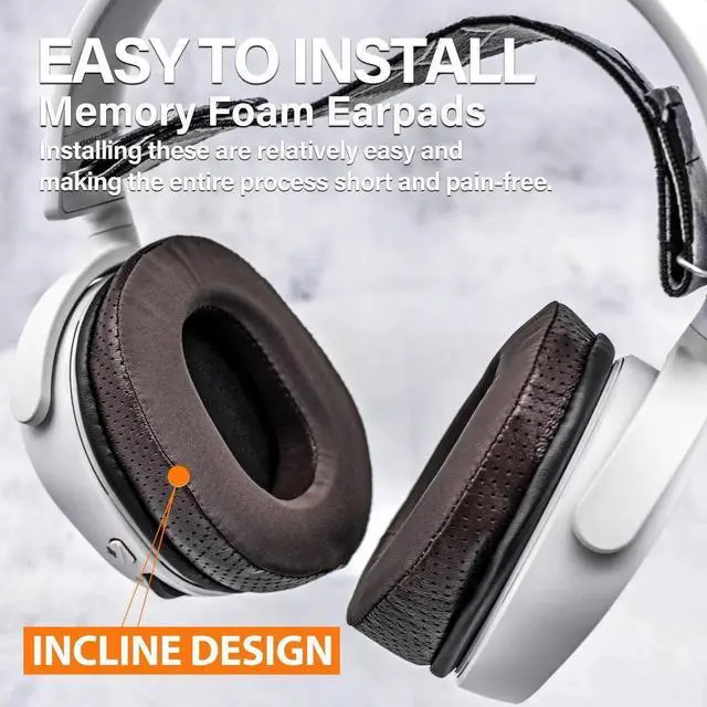 Alt view image 5 of 5 - TRANSTEK Sheepskin Thicker Cooling Gel Ear Cushion Earpads for Arctis Pro, Arctis 7/5/3/1, Arctis 9X, Arctis 7X, Arctis 7P, RIG 800 Series, ATH M50X, M40X, MDR-7506 V6 (Brown Fabric)