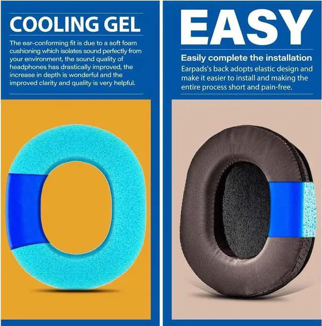 Alt view image 4 of 5 - TRANSTEK Sheepskin Thicker Cooling Gel Ear Cushion Earpads for Arctis Pro, Arctis 7/5/3/1, Arctis 9X, Arctis 7X, Arctis 7P, RIG 800 Series, ATH M50X, M40X, MDR-7506 V6 (Brown Fabric)