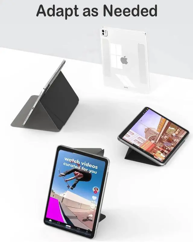 Alt view image 4 of 5 - Feams for iPad Pro 11 Inch Case M5/M4 2025/2024, Slim V-Fold iPad Pro 11 Inch M5/M4 Case 2025/2024 Magnetic Detachable Clear Back with Horizontal Adjustable Stand & Vertical Stand & Auto Sleep, Black