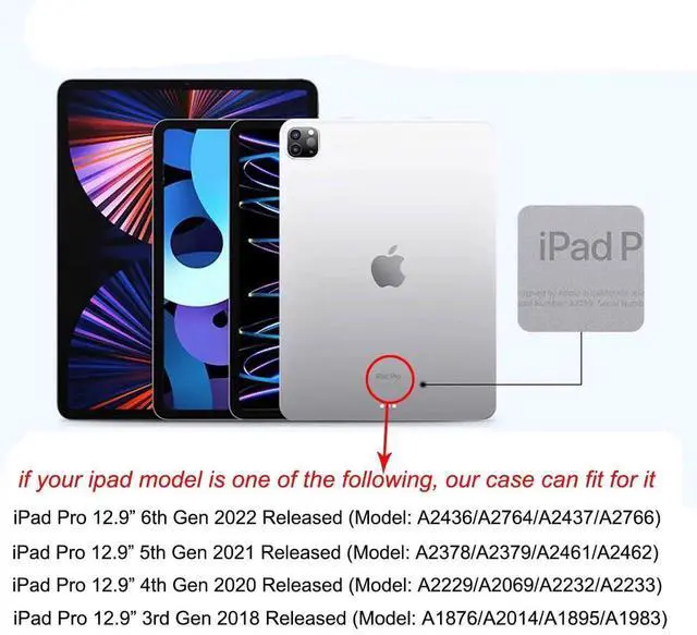 Alt view image 4 of 5 - AuroiCCY for iPad Pro 12.9 inch 6th/5th/4th/3rd Case (2022/2021/2020/2018), Girly Woman Cute Crown Elegant PU Leather Bling Diamond Smart Auto Wake/Sleep Kickstand Flip Cover for iPad Pro 12.9 (Black)