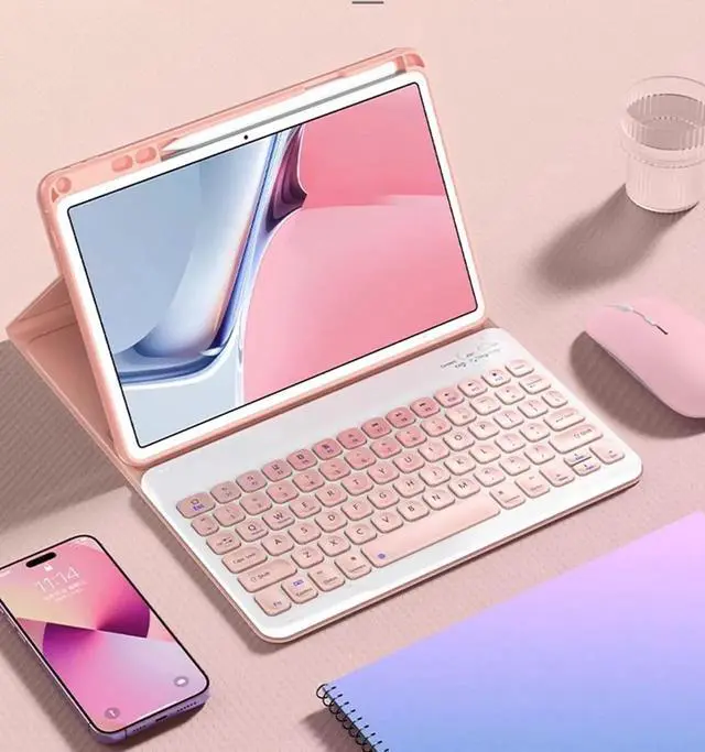 Alt view image 2 of 5 - AnMengXinLing Keyboard Case for iPad 9th/8th/7th Gen/Pro10.5/Air3, Slim Candy Magnetic Detachable Wireless Round Key Keyboard Cover with Pencil Holder for iPad9/iPad8/iPad7/Air3/pro10.5, Black+White