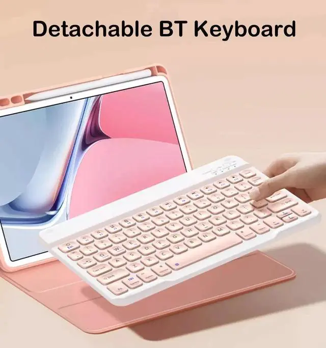 Alt view image 4 of 5 - AnMengXinLing Keyboard Case for iPad 9th/8th/7th Gen/Pro10.5/Air3, Slim Candy Magnetic Detachable Wireless Round Key Keyboard Cover with Pencil Holder for iPad9/iPad8/iPad7/Air3/pro10.5, Black+White