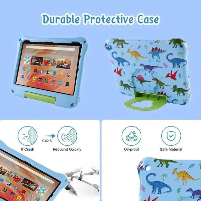 Alt view image 2 of 5 - Topevoeon Dinosaur Kindle Fire HD 10 Tablet Case for Kids Boys Light EVA Kids Friendly Fire HD10 Plus 10.1 inch 2021 2023 11Gen Kid-Proof Shockproof Tablet Cover with Handle Kickstand