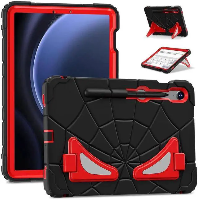Main image of AKABEILA Compatible with Samsung Galaxy Tab S7/S8/S9/S9 FE 11 inch(2023) Tablet CaseLightweight Shockproof Rugged Protective Cover with Kickstand for Kids Children Boys Babies Black Red