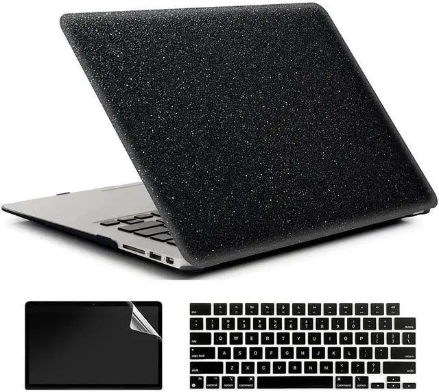 Main image of AMCJJ Compatible with MacBook Air M1 Case 13 Inch 2022 2021 2020 Release A2337/A2179 with Retina & Touch ID, Plastic Hard Shell Case & Keyboard Cover & Screen Protector - Glitter Black