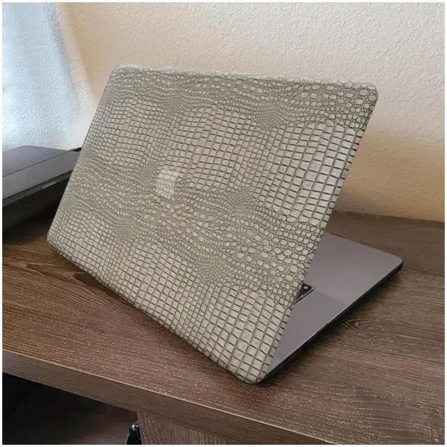 Alt view image 2 of 5 - DTangLsm Compatible with MacBook Air 15 inch Case 2025 2024 2023 M4 M3 M2 A3241 A3114 A2941, Crocodile Skin Alligator PU Leather Hard Shell Cover for Mac Book Air 15 M4 Case and Keyboard Cover, Silver