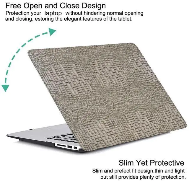Alt view image 5 of 5 - DTangLsm Compatible with MacBook Air 15 inch Case 2025 2024 2023 M4 M3 M2 A3241 A3114 A2941, Crocodile Skin Alligator PU Leather Hard Shell Cover for Mac Book Air 15 M4 Case and Keyboard Cover, Silver
