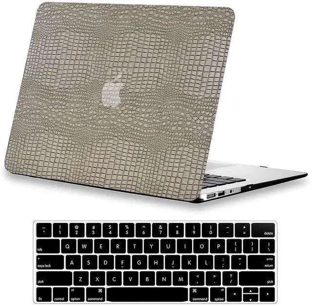 Main image of DTangLsm Compatible with MacBook Air 15 inch Case 2025 2024 2023 M4 M3 M2 A3241 A3114 A2941, Crocodile Skin Alligator PU Leather Hard Shell Cover for Mac Book Air 15 M4 Case and Keyboard Cover, Silver