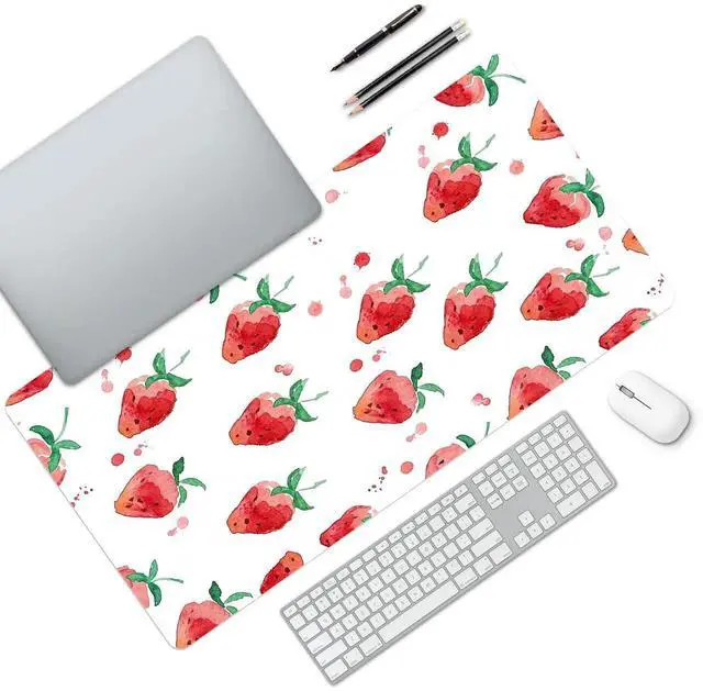 Alt view image 4 of 5 - MAYCARI Cute Desk Mat Cartoon Desk Pad Mouse Pad Kawaii Large Strawberry Gaming Mousepad XXL Laptop Keyboard Desktop Writing Pad for Girls Students 31.5"X15.7"