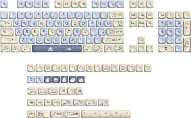 Alt view image 5 of 5 - iTastatur Keycaps 60 Percent PBT for Mechanical Keyboard-139 Key Keycap, Dye-Sublimation Cute MOA Profile Custom Keycaps for Switches 61 68 87108 Mechanical Keyboard(Blue)