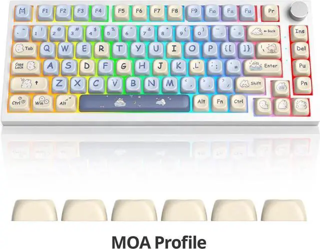 Alt view image 4 of 5 - iTastatur Keycaps 60 Percent PBT for Mechanical Keyboard-139 Key Keycap, Dye-Sublimation Cute MOA Profile Custom Keycaps for Switches 61 68 87108 Mechanical Keyboard(Blue)