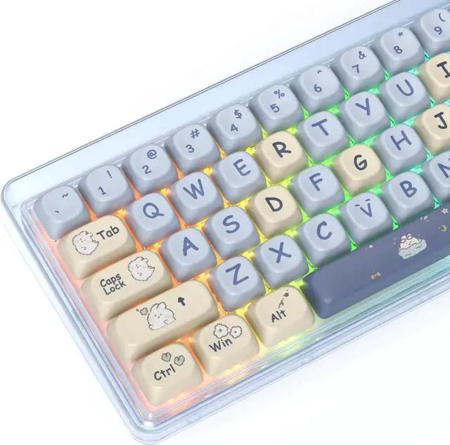 Main image of iTastatur Keycaps 60 Percent PBT for Mechanical Keyboard-139 Key Keycap, Dye-Sublimation Cute MOA Profile Custom Keycaps for Switches 61 68 87108 Mechanical Keyboard(Blue)