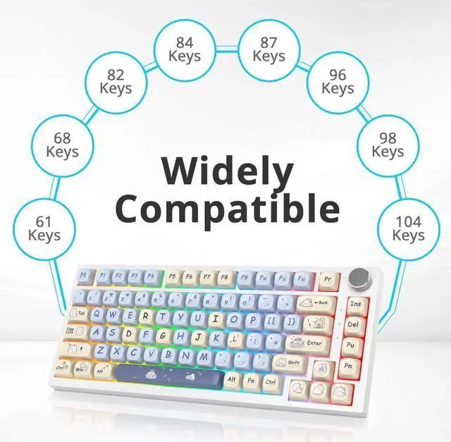 Alt view image 2 of 5 - iTastatur Keycaps 60 Percent PBT for Mechanical Keyboard-139 Key Keycap, Dye-Sublimation Cute MOA Profile Custom Keycaps for Switches 61 68 87108 Mechanical Keyboard(Blue)