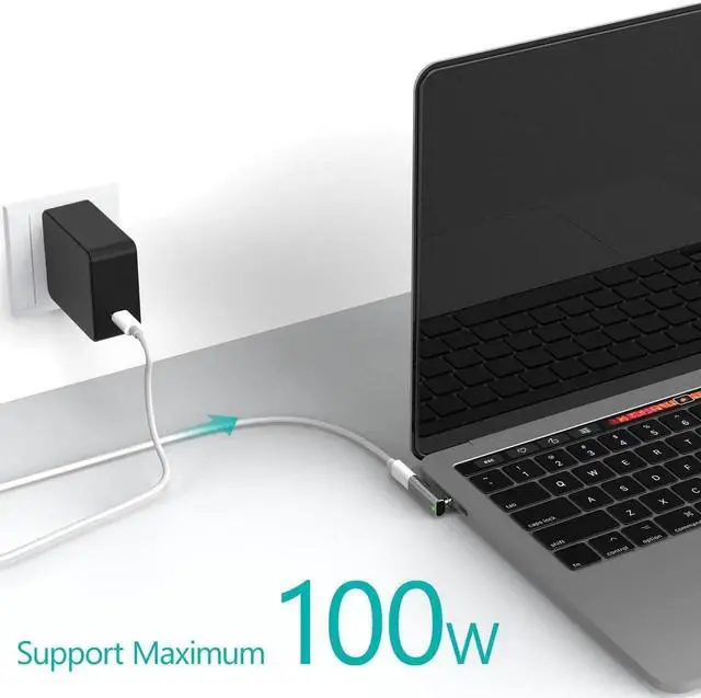 Alt view image 2 of 5 - Lanhiem 100W USB C Magnetic Adapter, 20 Pin PD Fast Charge Magnetic Breakaway USB-C Right Angle Adapter for MacBook, Galaxy S24 Ultra, iPad Pro, Nintendo Switch, ROG Ally, Steam Deck, Gamepad(1 Pack)