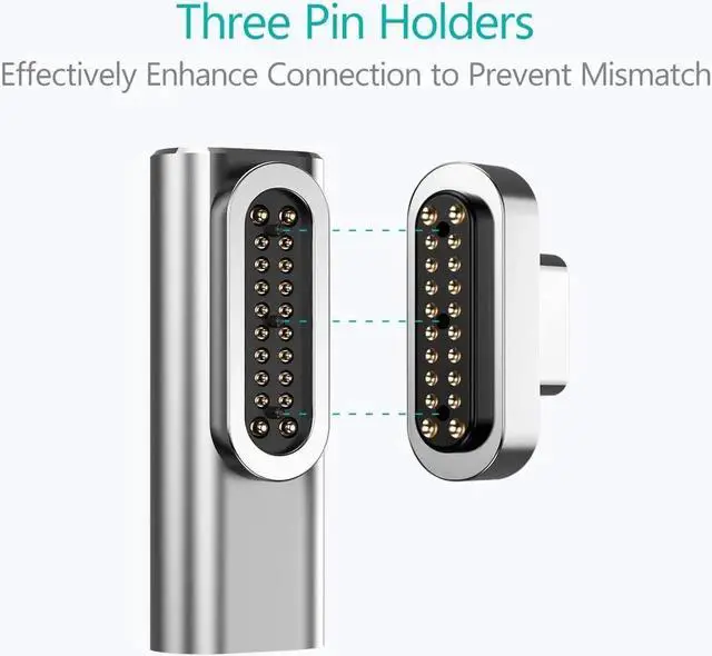 Alt view image 4 of 5 - Lanhiem 100W USB C Magnetic Adapter, 20 Pin PD Fast Charge Magnetic Breakaway USB-C Right Angle Adapter for MacBook, Galaxy S24 Ultra, iPad Pro, Nintendo Switch, ROG Ally, Steam Deck, Gamepad(1 Pack)