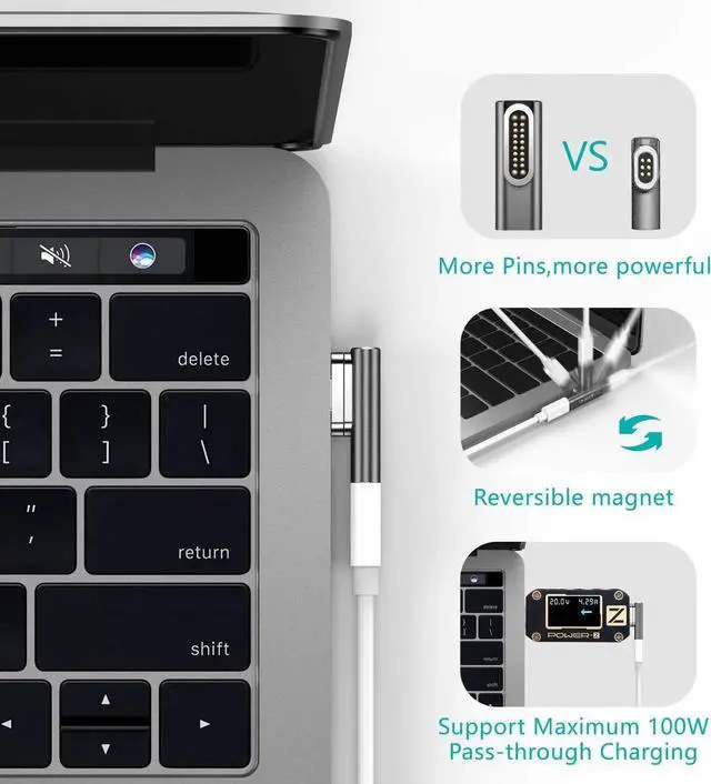 Alt view image 3 of 5 - Lanhiem 100W USB C Magnetic Adapter, 20 Pin PD Fast Charge Magnetic Breakaway USB-C Right Angle Adapter for MacBook, Galaxy S24 Ultra, iPad Pro, Nintendo Switch, ROG Ally, Steam Deck, Gamepad(1 Pack)