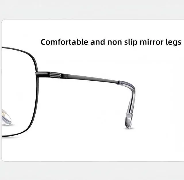 Alt view image 3 of 5 - HEPTICS Square Blue Light Blocking Glasses, Lightweight Metal Frame, Black Computer Gaming Glasses, Anti Eye Strain, 135mm Width