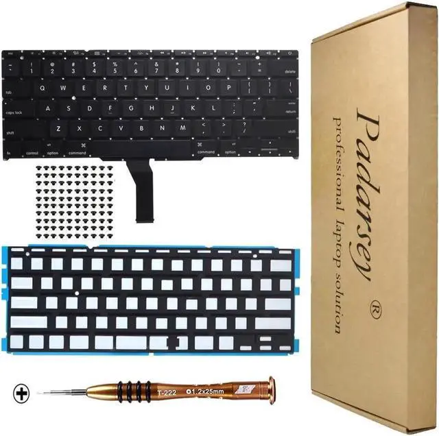 Main image of Padarsey New Laptop Black US Backlit Backlight Keyboard Compatible for MacBook Air A1370 A1465 11-Inch 2011 2012 2013 2014 2015 MD711 MD712 MD223 MD224 MC968 MC969 with 80 PCE Screws+Screwdriver