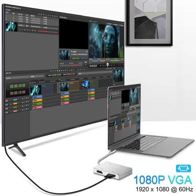 Alt view image 4 of 5 - Weton USB C to HDMI DVI VGA Adapter, 4 in 1 USB-C hub to 4K HDMI, VGA, DVI Video Adapter, Male to Female Multi-Display Video Converter Monitors Connector for Mac Pro, MacBook Air, iPad Pro, XPS, etc