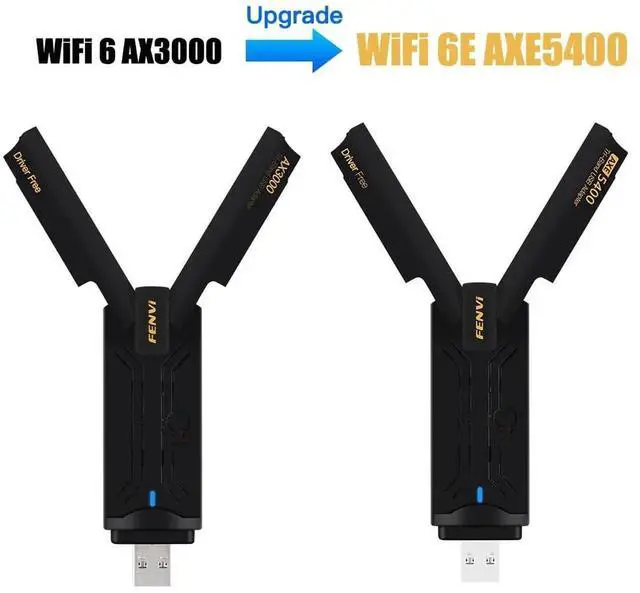 Alt view image 2 of 5 - FENVi WiFi 6E USB Adapter for Desktop PC, AX5400 Tri Band Wireless Network Card with High-Gain Antenna for Gaming & Streaming, Supports Windows 11/10, WPA3