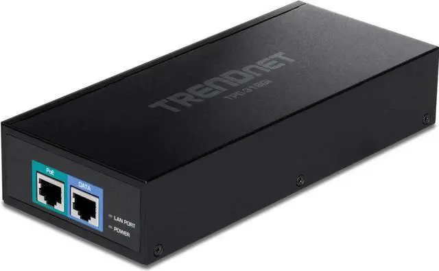 Main image of TRENDnet 10G PoE++ Injector, Supplies PoE (15.4W), PoE+ (30W), or PoE++ (90W), Converts a Non-PoE Port to A PoE ++ 10G Port, Metal Housing, Black, TPE-319GI