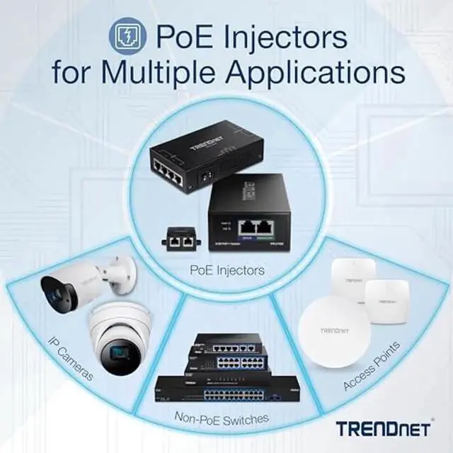 Alt view image 4 of 5 - TRENDnet 10G PoE++ Injector, Supplies PoE (15.4W), PoE+ (30W), or PoE++ (90W), Converts a Non-PoE Port to A PoE ++ 10G Port, Metal Housing, Black, TPE-319GI