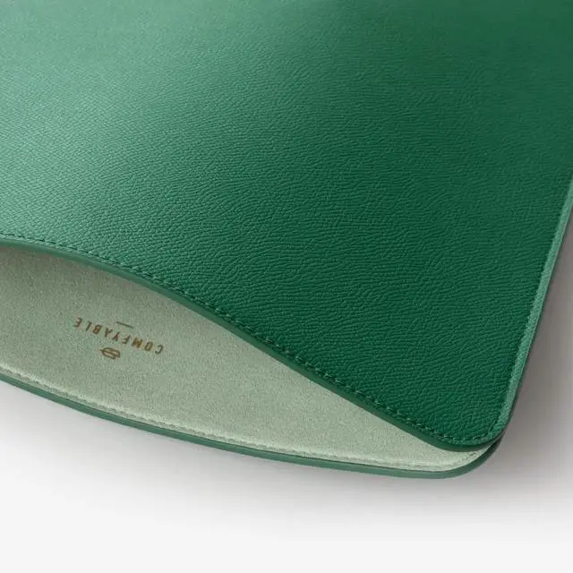 Alt view image 2 of 5 - Comfyable Laptop Sleeve 14 Inch Precisely Compatible with MacBook Pro M4 M3 M2 M1 Pro/Max 2024, Genuine Leather Cover Case, Leafy Green