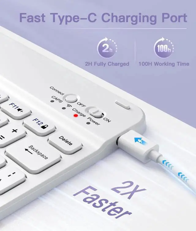 Alt view image 3 of 5 - Beydoa for iPad 10th Generation Case with Keyboard 10.9 Inch 2022/iPad (A16) 11th Gen 11 Inch 2025 - Magnetic Detachable Keyboard, Stain Proof Cover, Smart Folio Case with Pencil Holder - Purple