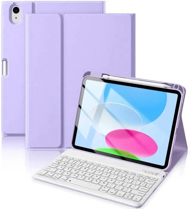 Main image of Beydoa for iPad 10th Generation Case with Keyboard 10.9 Inch 2022/iPad (A16) 11th Gen 11 Inch 2025 - Magnetic Detachable Keyboard, Stain Proof Cover, Smart Folio Case with Pencil Holder - Purple