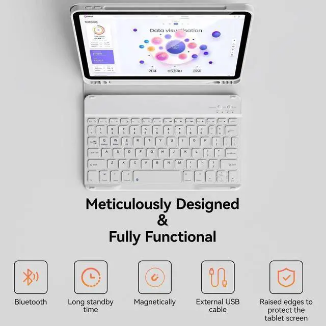 Alt view image 4 of 5 - KVTVOU Keyboard Case for iPad Pro 11 Inch 4th Generation/Pro 3rd Gen/Pro 2nd Gen with Pencil Holder, Folio Detachable Wireless Bluetooth Keyboard & Flip Stand Case for iPad Pro 11 Inch, Gray