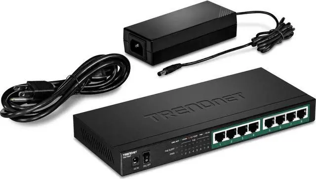 Alt view image 2 of 5 - TRENDnet 8-Port Gigabit PoE+ Switch, 120W PoE Power Budget, 16Gbps Switching Capacity, IEEE 802.1p QoS, DSCP Pass-Through Support, Fanless, Wall Mountable, Lifetime Protection, Black, TPE-TG84